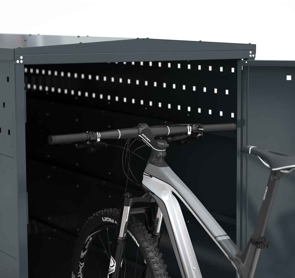 Fahrradgarage BikeBox 1 G - Stahlblechkonstruktion mit Giebeldach - RAL-Farbe nach Wahl Fahrradgarage BikeBox 1 G - Stahlblechkonstruktion mit Giebeldach - RAL-Farbe nach Wahl