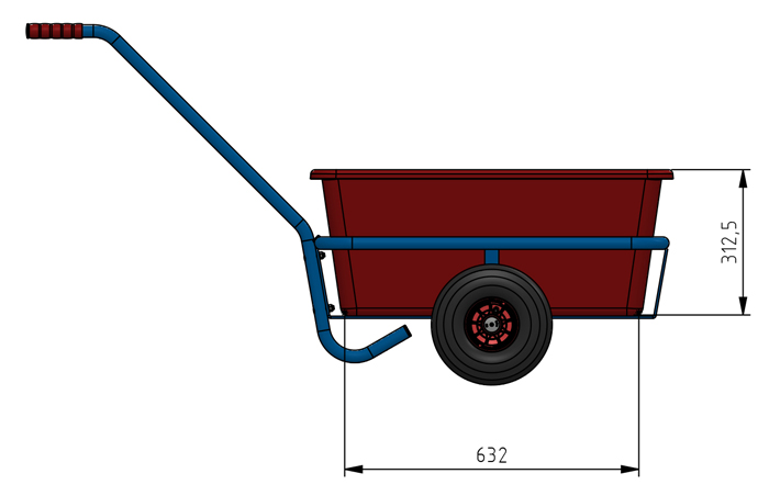 Handwagen mit Kunststoffmulde - Vollgummi-Bereifung - in 2 Größen - Tragkraft 200 kg
