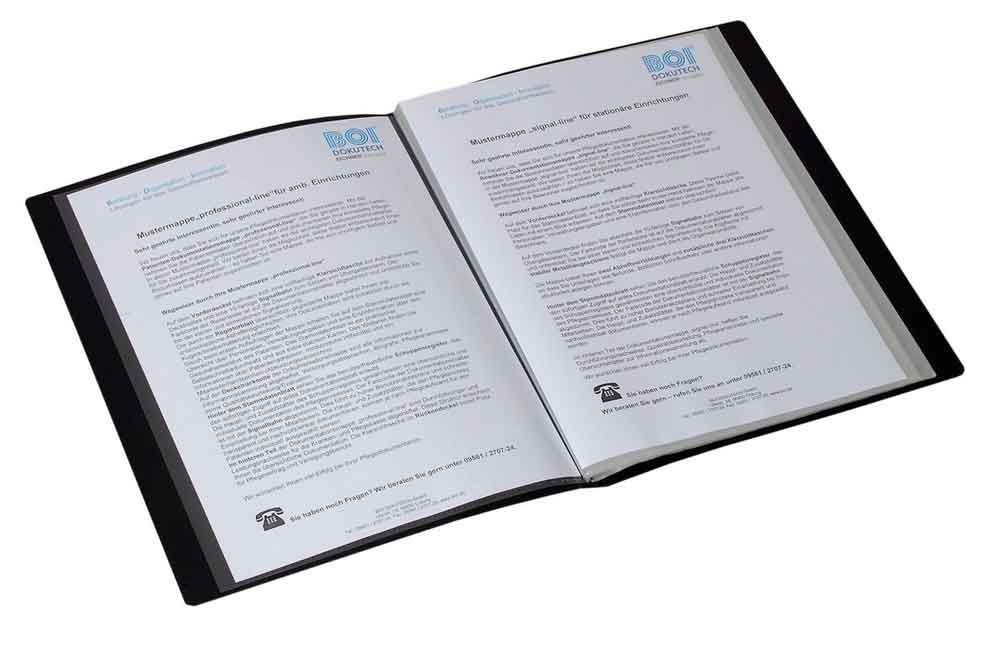 PP-Sichtbuch und Präsentationsmappe - Vordertasche und Klarsichthüllen