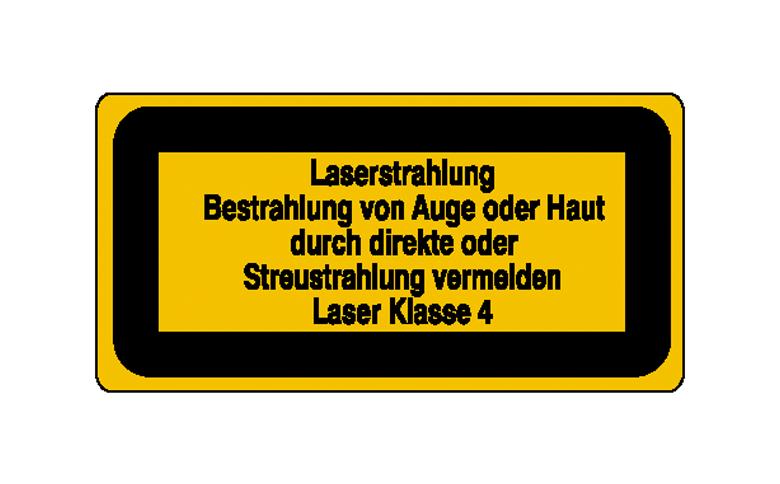 Warn-Zusatzschild - Laserkennzeichnung - Laserstrahlung Bestrahlung von Auge oder Haut durch ... - Laser Klasse 4