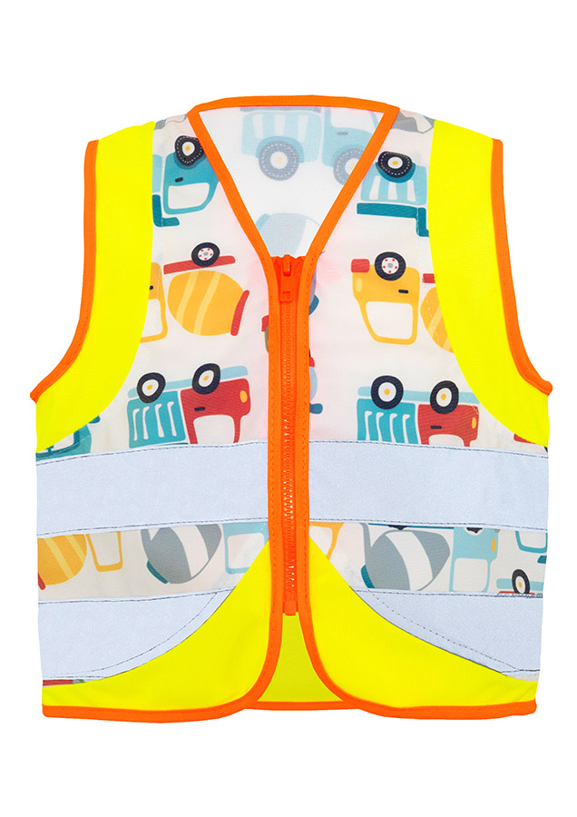 Korntex® Kinder Warnweste Action „Working Heroes“ - CO2 Neutral - Blau/Traktor - XS