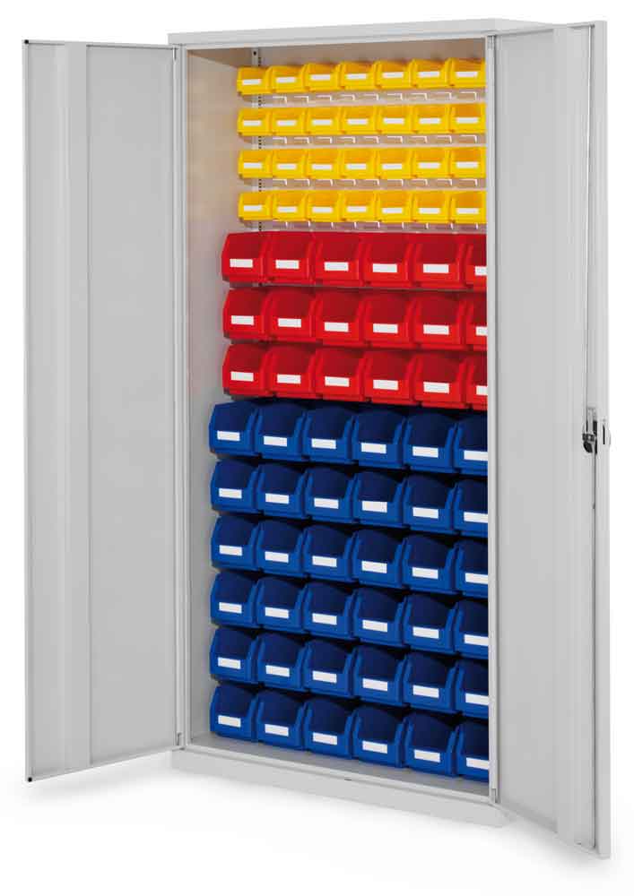 12-62-00-06-10-01-090-rasterplan-schlitzplattenschrank-modell-55-ddc2a4 RasterPlan® - Schlitzplattenschrank Modell 55 - bestückt mit Lagersichtkästen - Türen wählbar