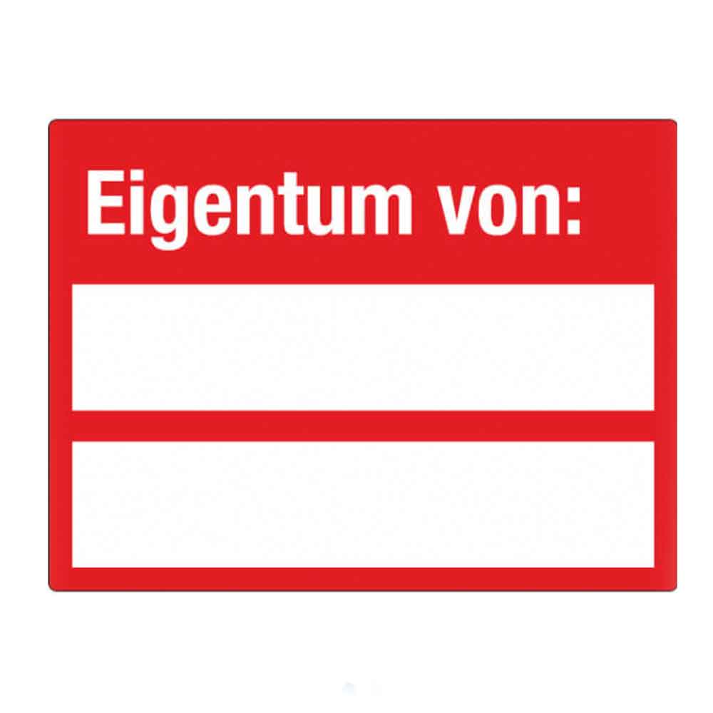 Inventar-Etikett - Eigentum von - VOID-Folie auf Bogen - mit 2 Beschriftungsfeldern