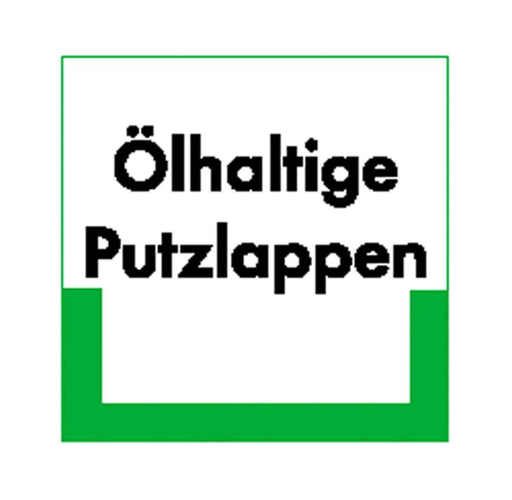 Abfallkennzeichnung - Textschild - Ölhaltige Putzlappen