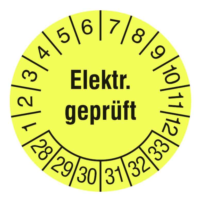 Prüfplakette Elektrisch geprüft - Leuchtgelb oder Leuchtgrün
