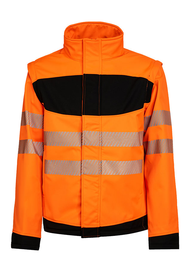 Korntex® - EOS - Hi-Vis Softshell Jacke mit schwarzer Brustpartie - Signal-Orange/Schwarz - 5XL Korntex® - EOS - Hi-Vis Softshell Jacke mit schwarzer Brustpartie - Signal-Orange/Schwarz - 5XL