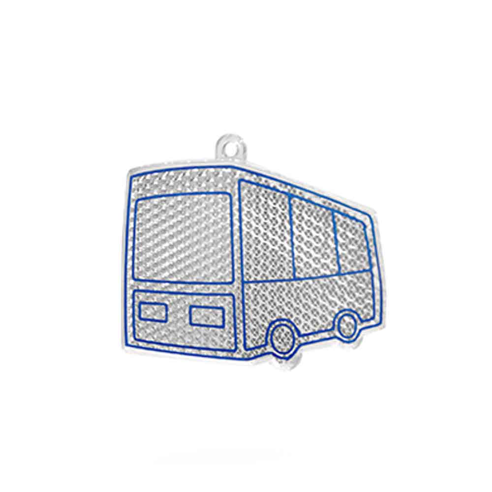 Reflektor - Motiv "Bus" - mit Bohrung und Schnur oder Befestigungsclip