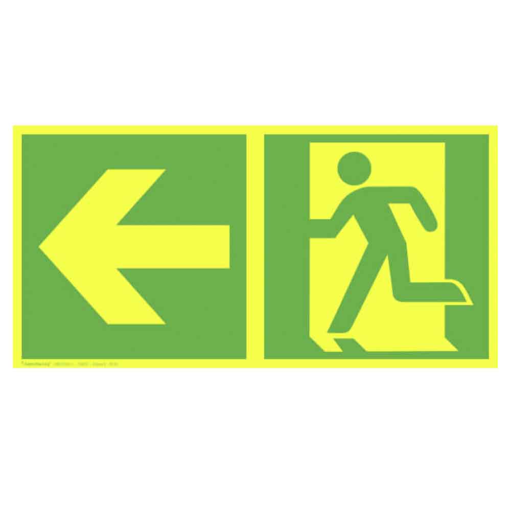 Fluchtwegschild PLUS - Notausgang links mit Zusatzzeichen: Richtungsangabe links