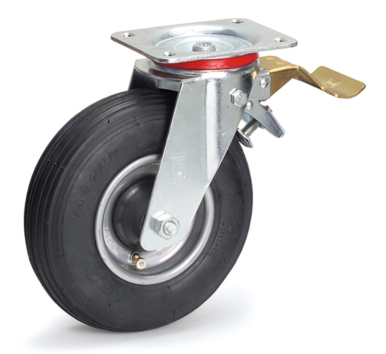 71515-b4d042 Lenkrolle mit Feststeller - Radgröße 220 x 70 mm - mit schwarzem Luftreifen - Tragkraft 150 kg