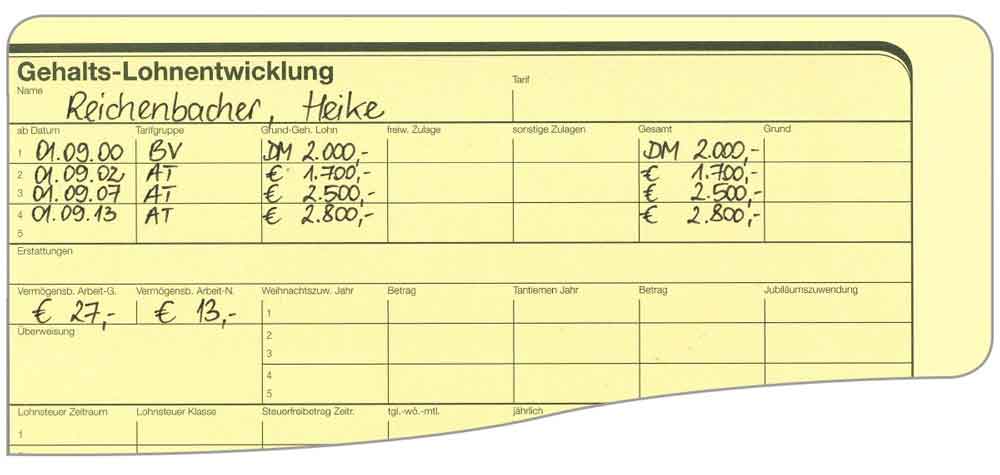 Personalstammkarte - 2 Ausführungen