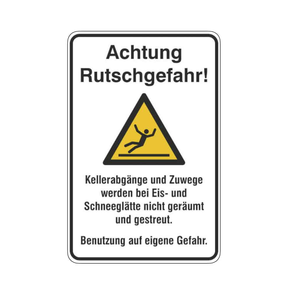 Warnschild 'Vorsicht Rutschgefahr' – Alu-Dibond-Platte 30x20 Cm Für Innen & Außen, Made In Germany