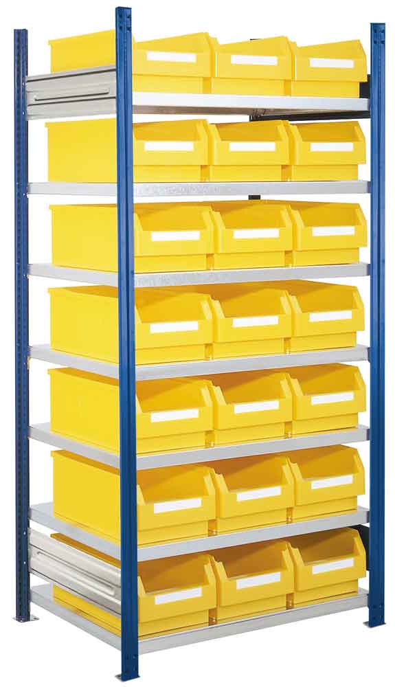 12-63-00-01-10-01-090-rasterplan-steckregal-modell-15-grundregal-enzianblau-e58e84 RasterPlan® - Steckregal Modell 15 - komplett mit Lagersichtkästen - Grund- und Anbaufeld