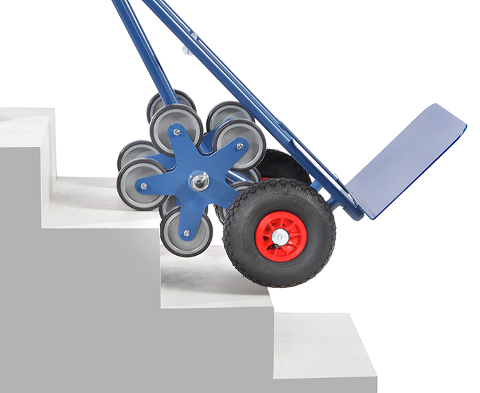 TK1328_fetra_treppenkarre_detail-958b96 Stahlrohr-Treppenkarre mit 2 fünfarmigen Radsternen - Schaufelbreite 480 mm - Luft-Bereifung
