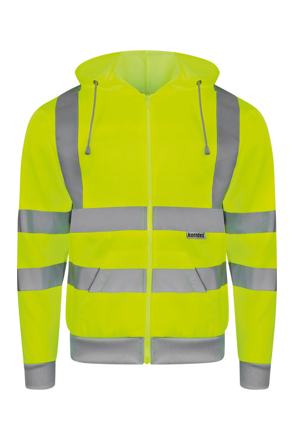 Korntex® Hi-Vis Zipper Hoodie „Galway“ - Signal-Gelb - 3XL