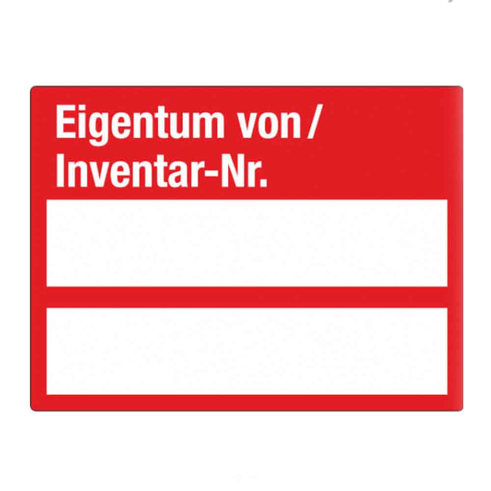 Inventar-Etikett - Eigentum von/Inventar-Nr. - VOID-Folie auf Bogen - mit 2 Beschriftungsfeldern