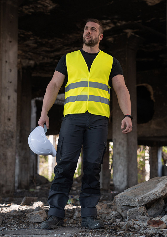 Korntex® Warnweste „Karlsruhe“ - 2 Klett DRUCK - Signal-Gelb - XXL