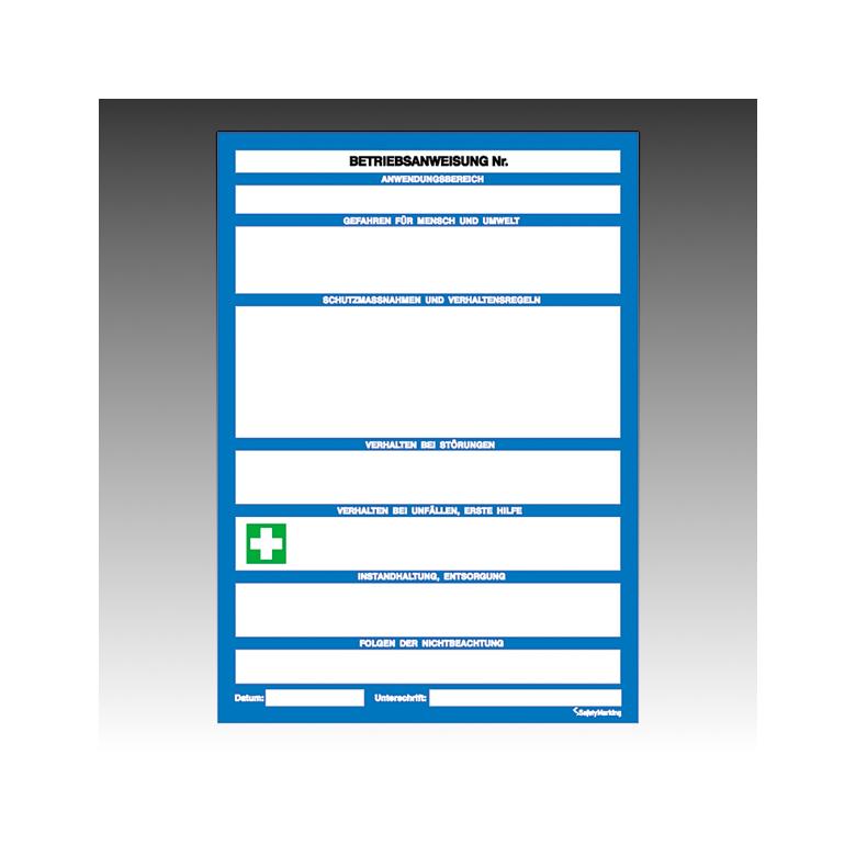 Betriebsanweisung für Maschinen - DIN A4 - zur Selbstbeschriftung