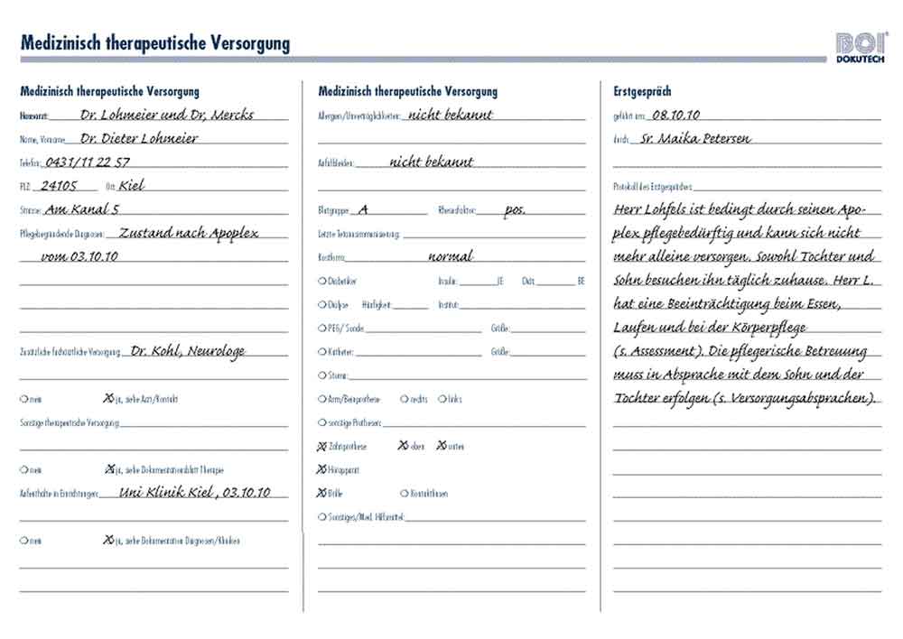 Formular "Stammdaten ambulant" - Zubehör für Dokumentationsmappen Formular "Stammdaten ambulant" - Zubehör für Dokumentationsmappen