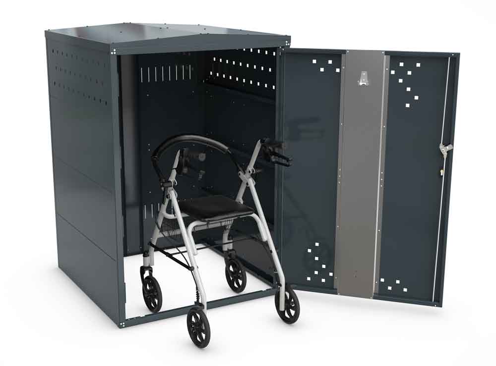 Rollatorbox G - Stahlblechkonstruktion mit Giebeldach Rollatorbox G - Stahlblechkonstruktion mit Giebeldach