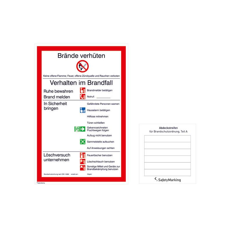 Aushang - Brandschutzordnung - Teil A - mit Sicherheitszeichen nach DIN EN ISO 7010