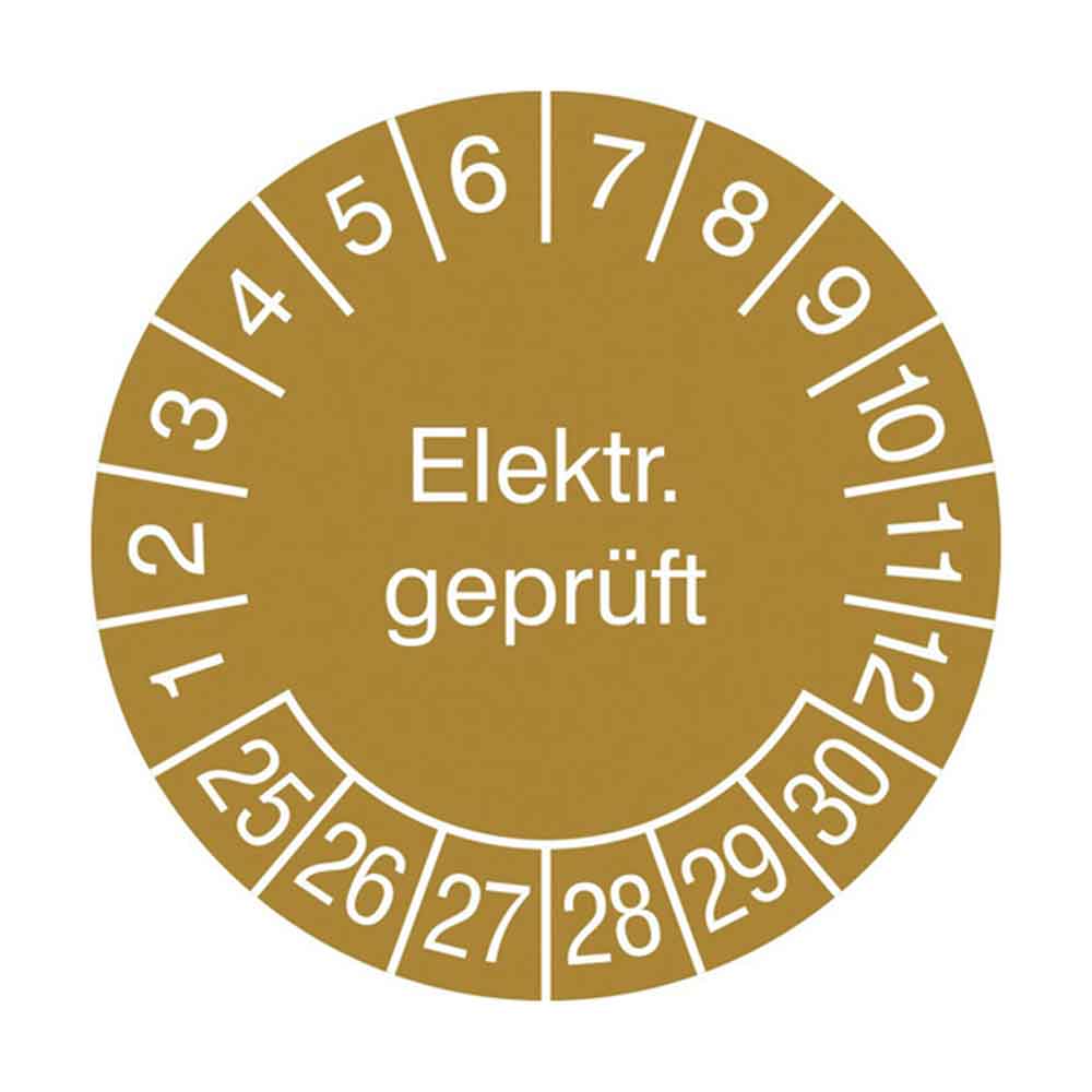 Prüfplakette auf Rolle - Elektr. Geprüft