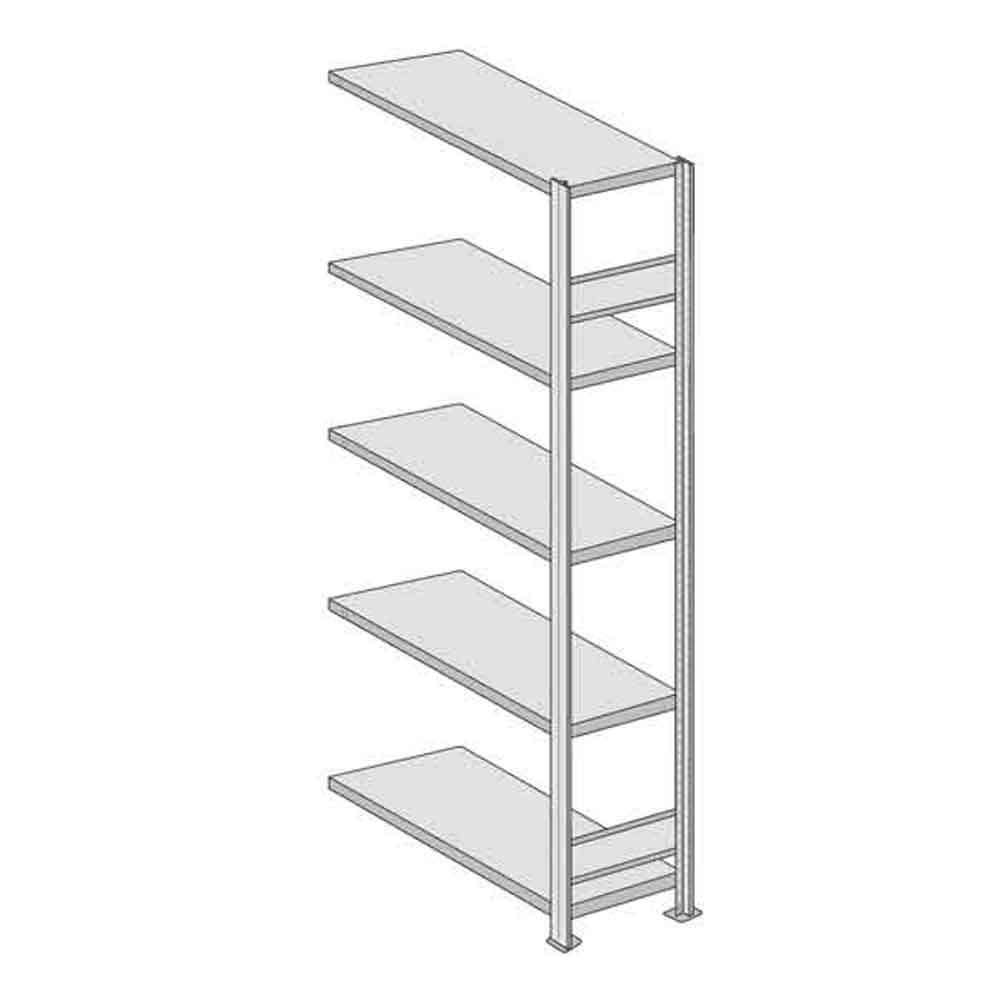 BERT-Standardregal - Anbaufeld - B 1005 x H 2000 mm - 4 Tiefen 300, 400, 500 und 600 mm - 5 Lagerebenen - 150 kg