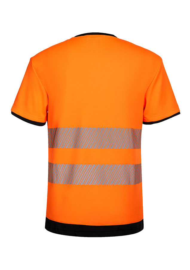 Korntex® - EOS - Hi-Vis T-Shirt mit schwarzer Brustpartie - Signal-Orange/Schwarz - 3XL