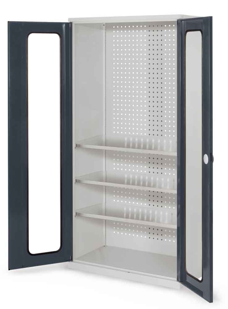 RasterPlan® - Werkzeugschrank - mit Sichtfenstertüren - Tiefe 500 mm - 3 Fachböden