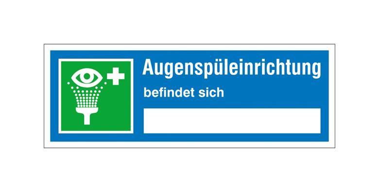 Erste-Hilfe-Hinweisschild - Augenspüleinrichtung befindet sich ...