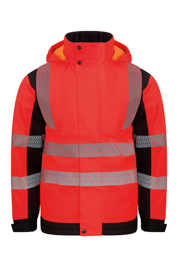Korntex® Hi-Vis Softshell Regenjacke (Printable) „Copenhagen“ - Rot/Schwarz - 5XL