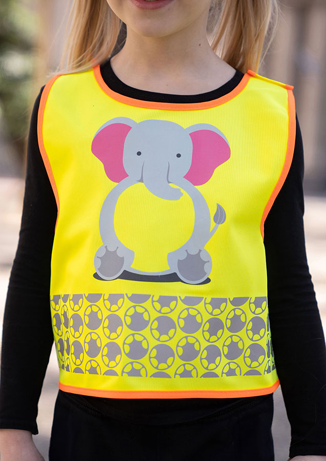 Korntex® Kinder Warnweste „Funtastic Wildlife“ - CO2 Neutral - Signal-Gelb/Einhorn - XXS