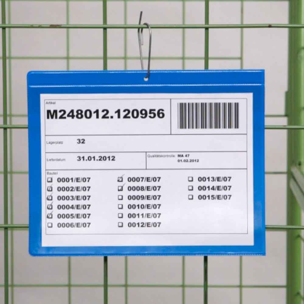 Kennzeichnungstaschen mit Aufhänge-Lochung - DIN A6 quer - Längsseite offfen