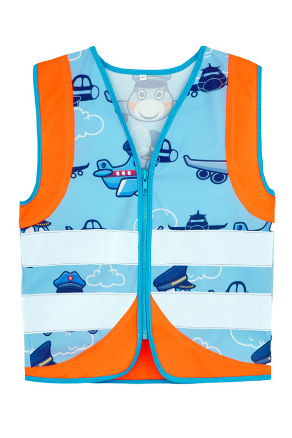 Korntex® Kinder Warnweste Action „Working Heroes“ - CO2 Neutral - Blau/Traktor - XS