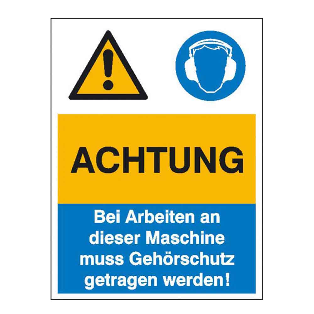 Warn- Gebots- Kombischild - Achtung bei Arbeiten an der Maschine ... Warn- Gebots- Kombischild - Achtung bei Arbeiten an der Maschine ...