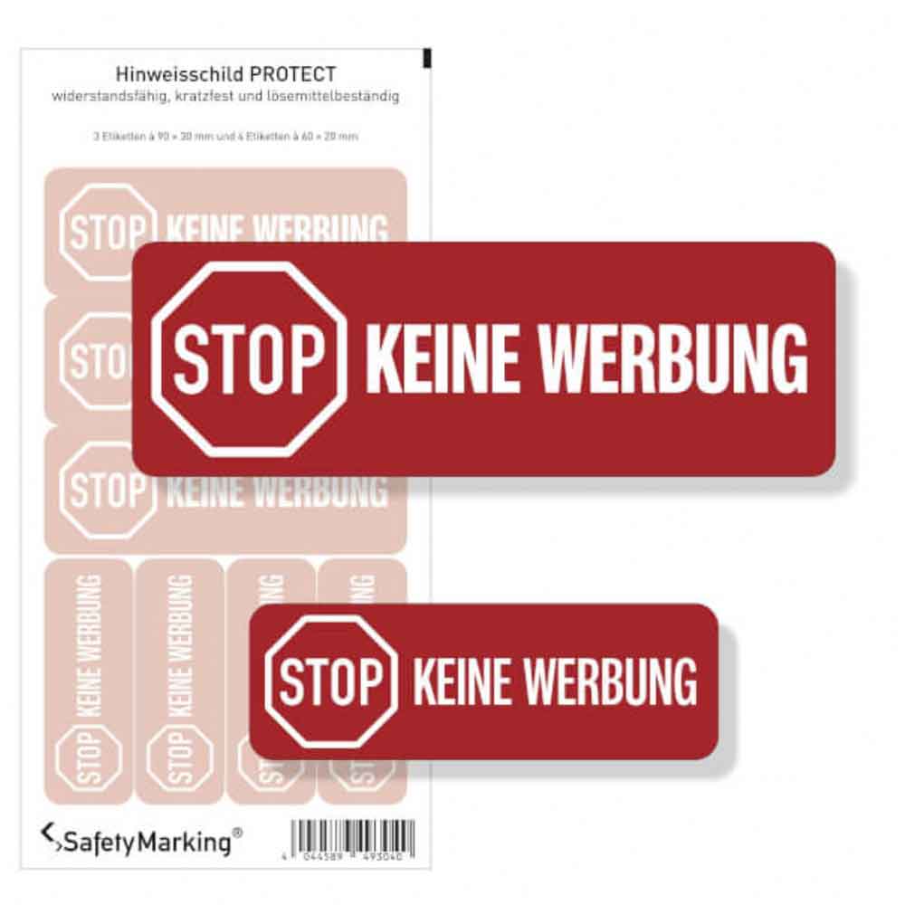 39-25-363-1-00-01-056-stop-keine-werbung-rot-0de23e Hinweisschild - Haus und Grund - Text: Stop Keine Werbung