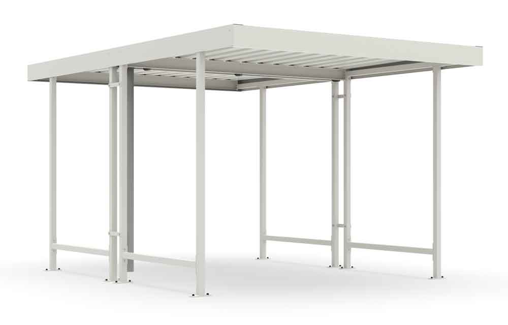 Materialüberdachung Leipzig L42 RAL 9002 Grauweiss - als Bausatz Materialüberdachung Leipzig L42 RAL 9002 Grauweiss - als Bausatz