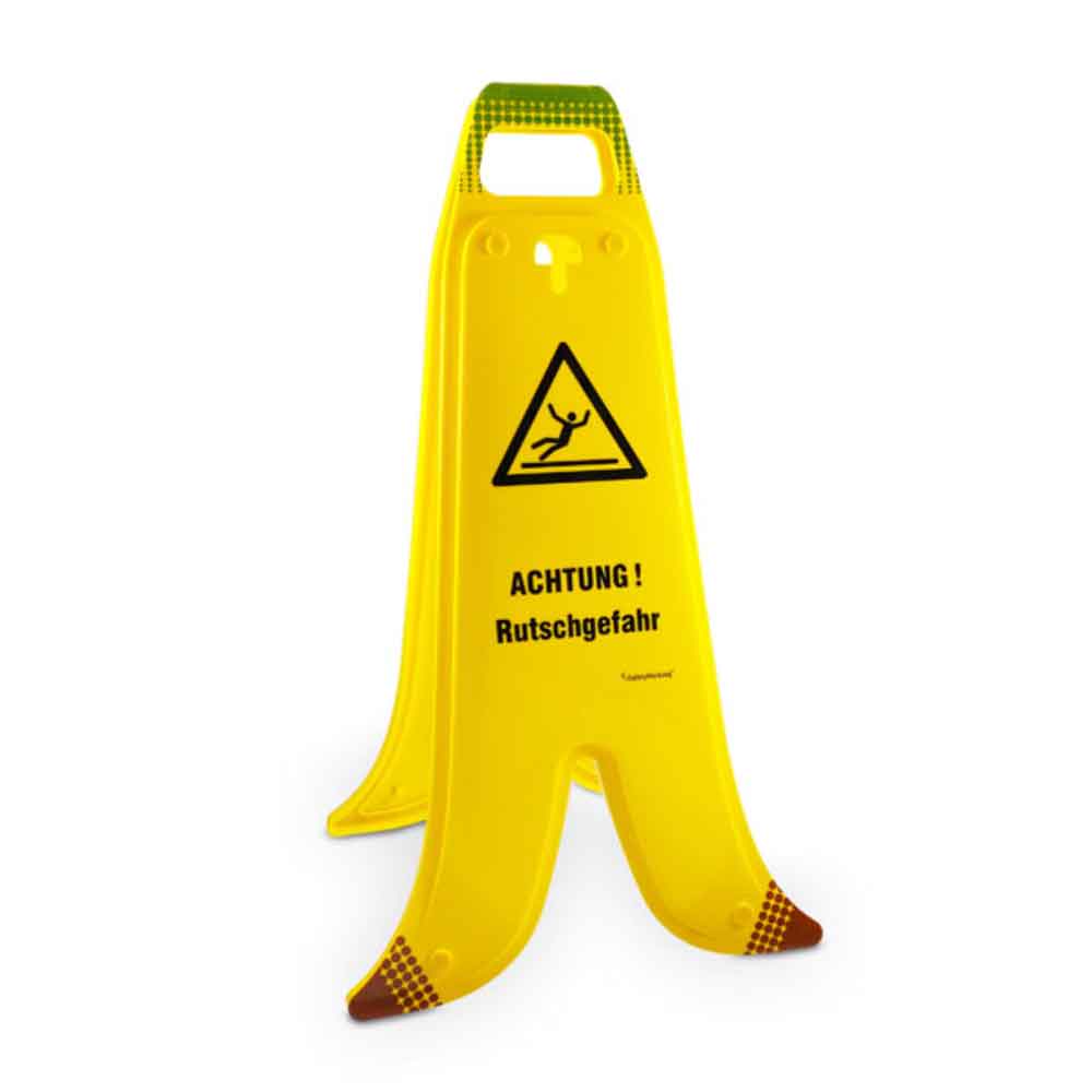 30-82-028-1-00-02-056-warnaufsteller-banane-a-frame-7ed4ed Warnaufsteller Bananenoptik - A-Frame - ACHTUNG! Rutschgefahr - H 60 cm - 2-seitig