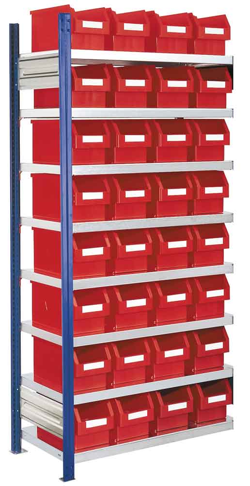 RasterPlan® - Steckregal Modell 12 - komplett mit Lagersichtkästen - Grund- und Anbaufeld