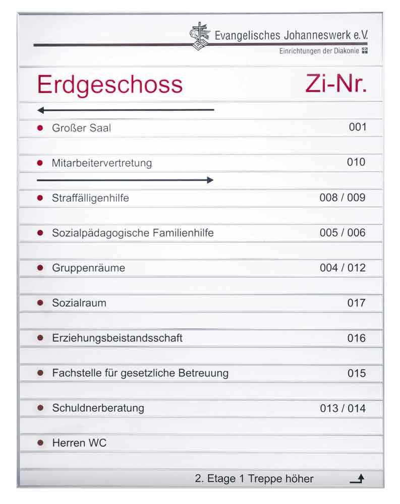 Etagen-Wegweiser Serie Silver - einfache Montage - in 2 Größen Etagen-Wegweiser Serie Silver - einfache Montage - in 2 Größen