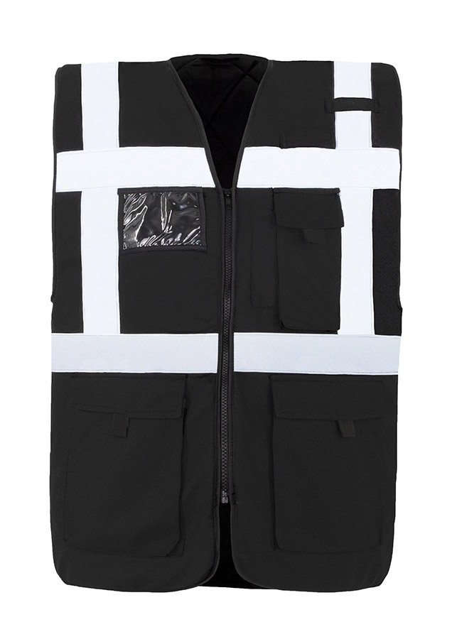 Korntex® Gefütterte Warnweste Comfort-Fit „Wismar“ - Schwarz - XL