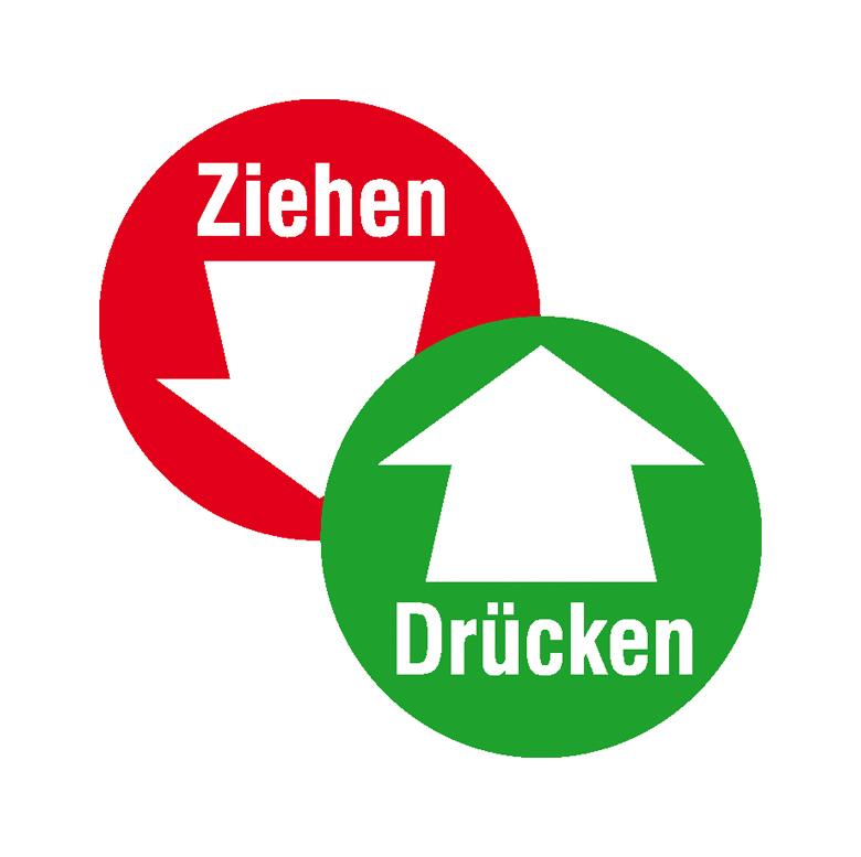 39-25-355-0-00-058-turschild-zweiseitig-drucken-ziehen-mit-pfeil-295391-b6d071 Türschild - zweiseitig - Text: Ziehen / Drücken - Symbol: Pfeil