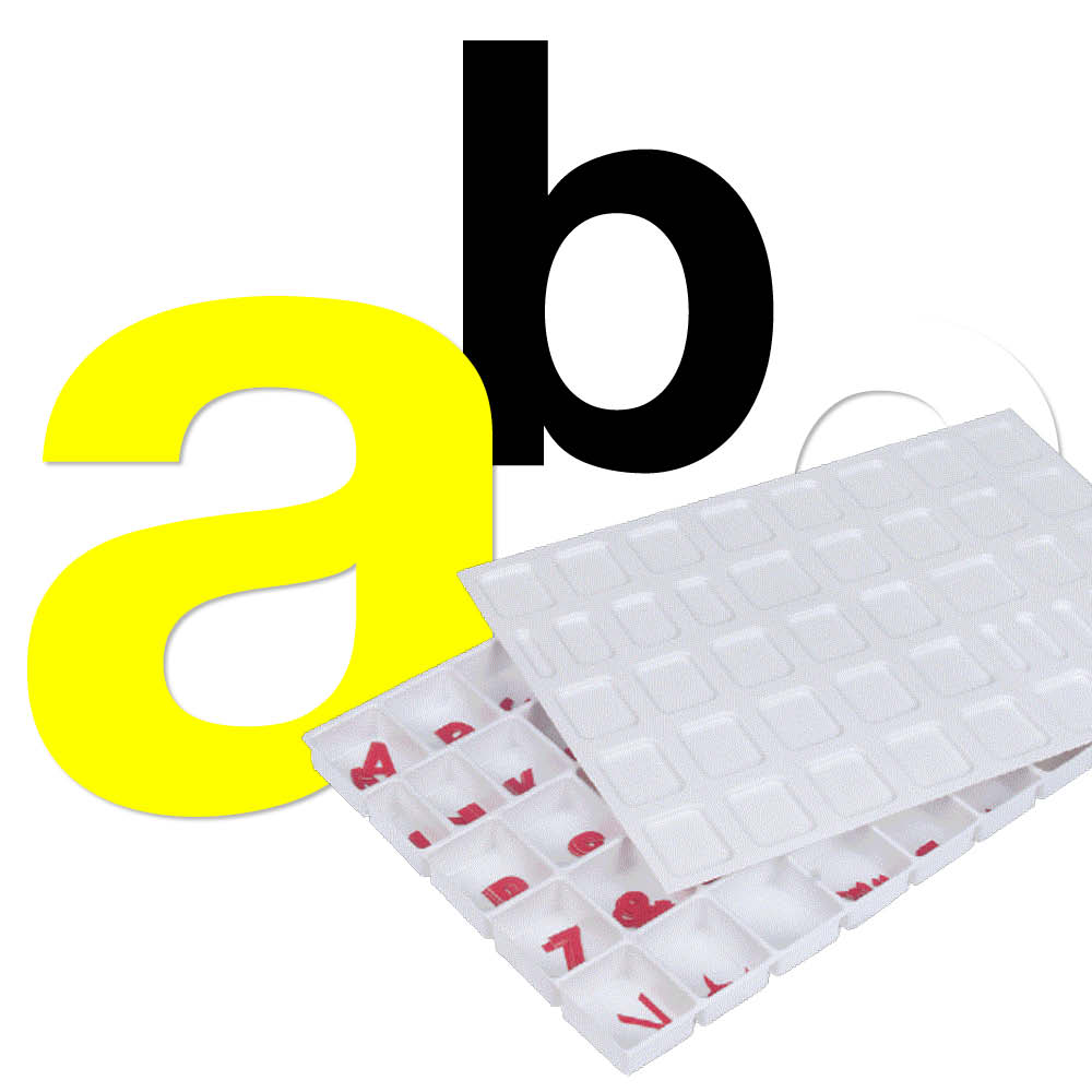 Sortiment Kleinbuchstaben a-z - Block Modern - Folie - Höhe 20-100 mm - 3 Farben