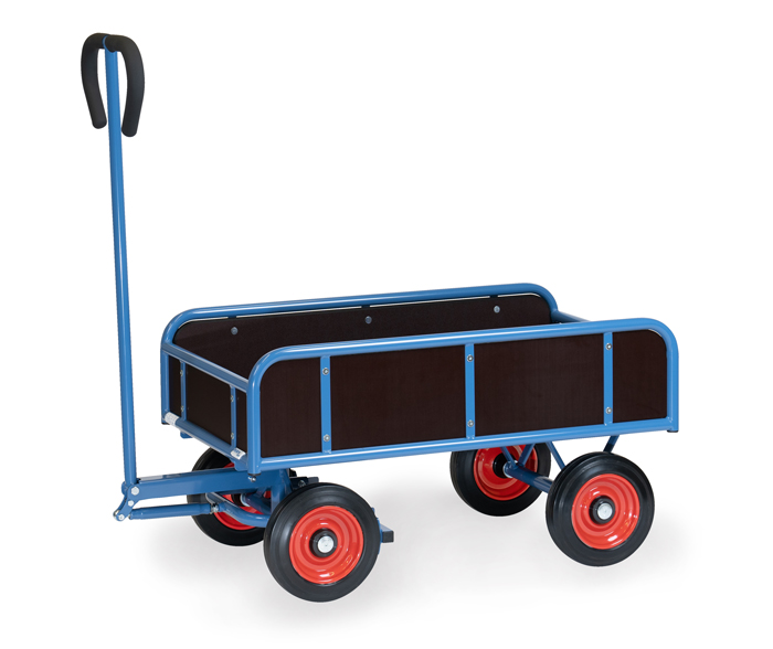 Handwagen mit 4 Wänden und Geländer - in 2 Größen - Vollgummi-Bereifung - Tragkraft 500 kg