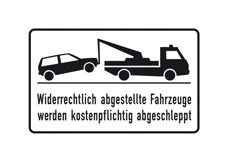 Haltverbot-Kombischild - Symbol - Text: Widerrechtlich abgestellte Fahrzeuge ...