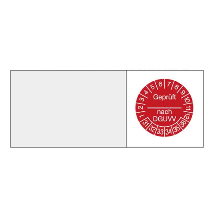 Kabelprüfplakette - Geprüft nach DGUV V - in Jahresfarbe