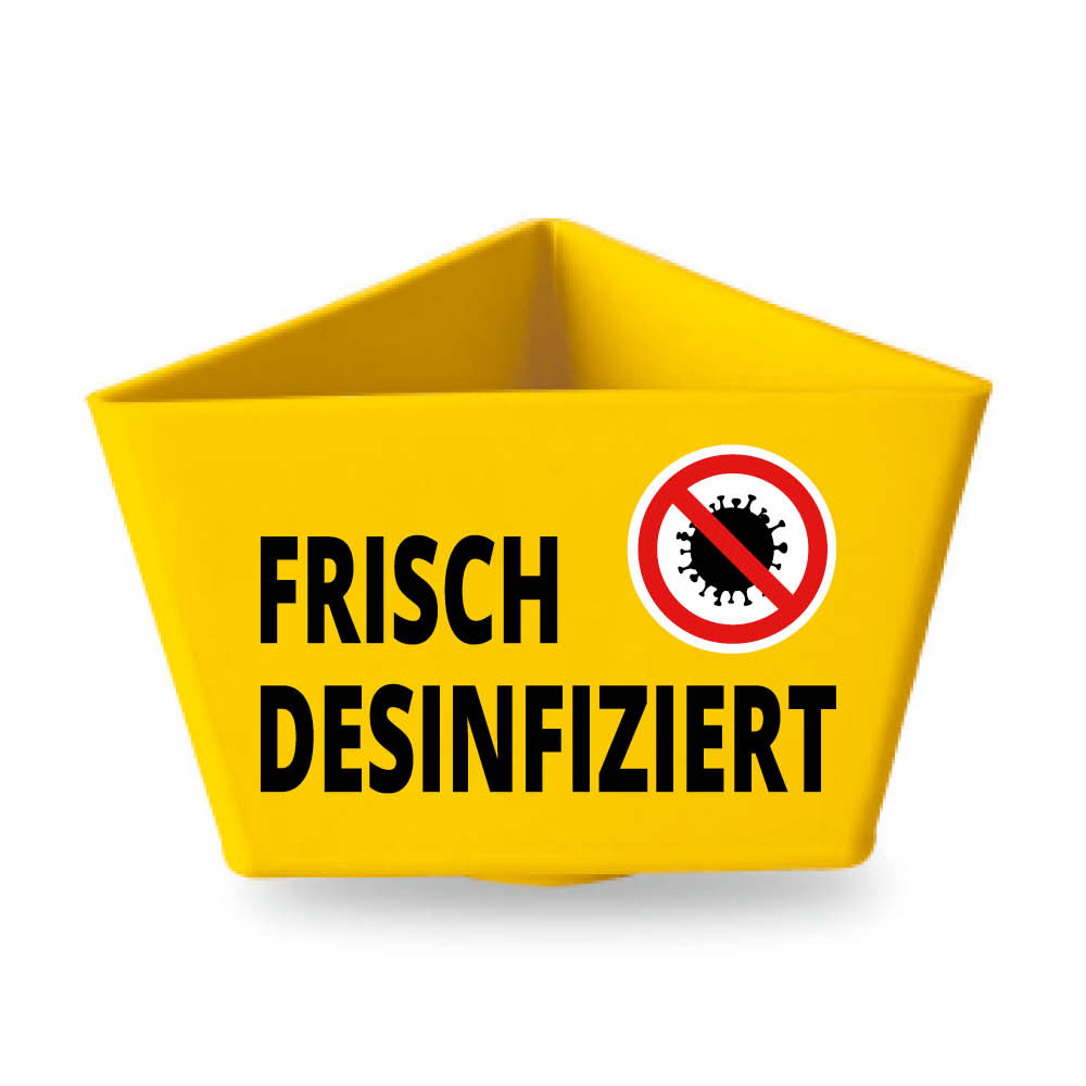 Leitzahlenträger - Text und Motiv: "FRISCH DESINFIZIERT" - mit Magnethaftung - 11 Farben