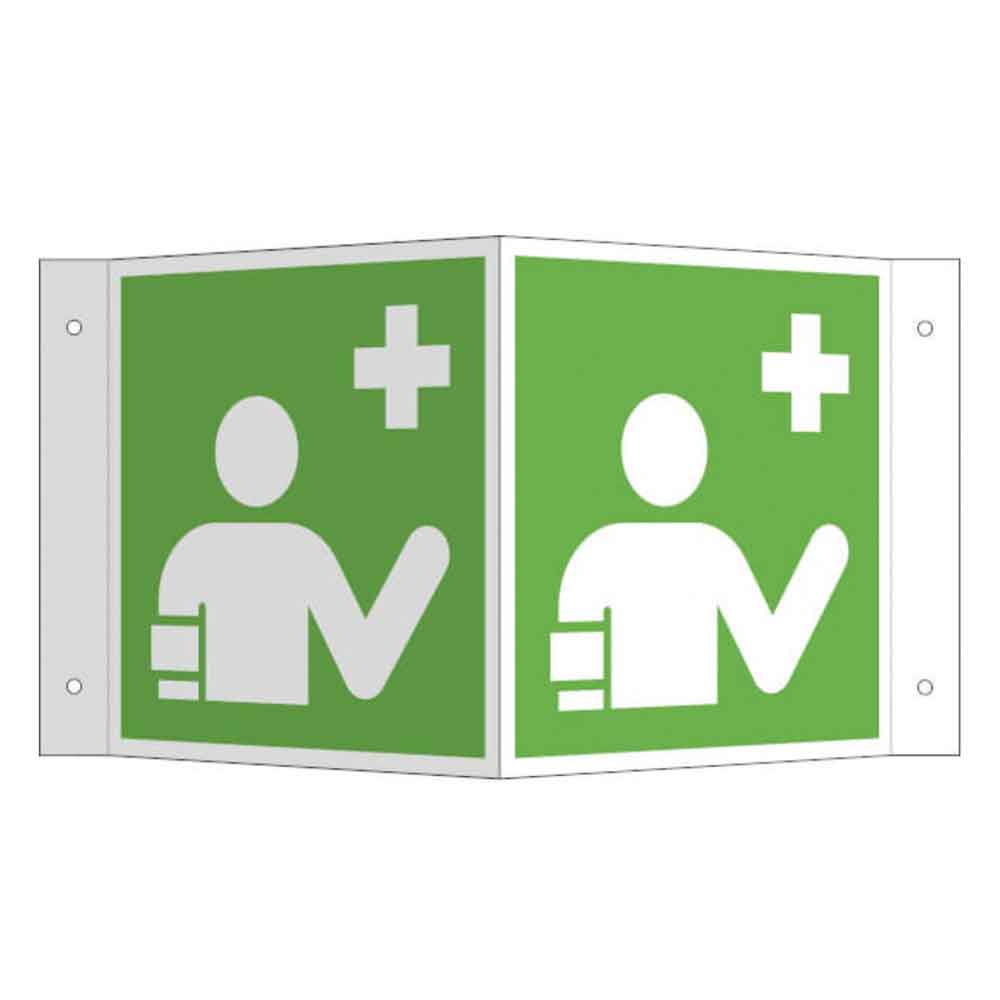 Erste-Hilfe-Schild - Ersthelfer - Winkel - langnachleuchtend Erste-Hilfe-Schild - Ersthelfer - Winkel - langnachleuchtend