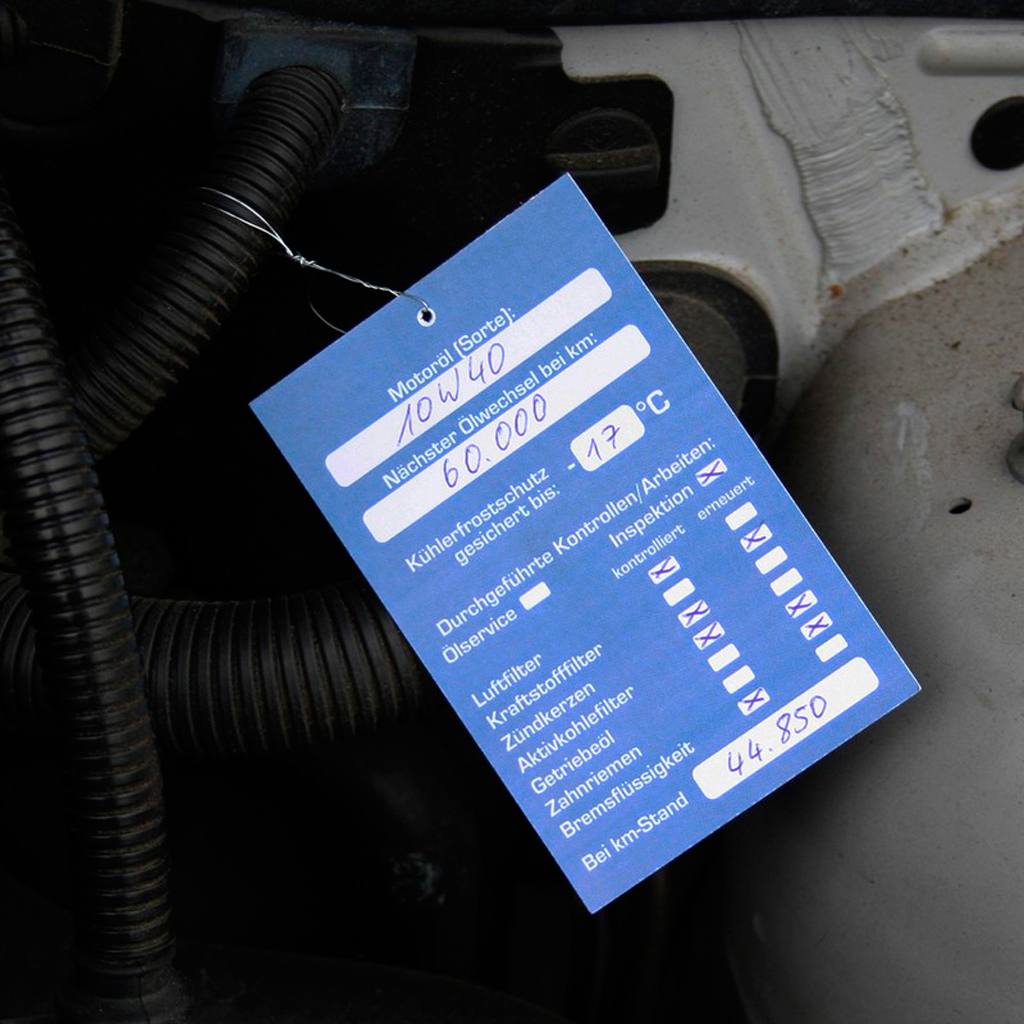 50-10-085-0-394321 Kundendienst-Motorraumschild "Service-Checkliste"