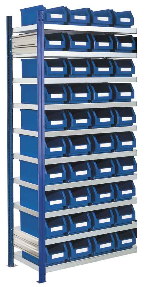 RasterPlan® - Steckregal Modell 13 - komplett mit Lagersichtkästen - Grund- und Anbaufeld