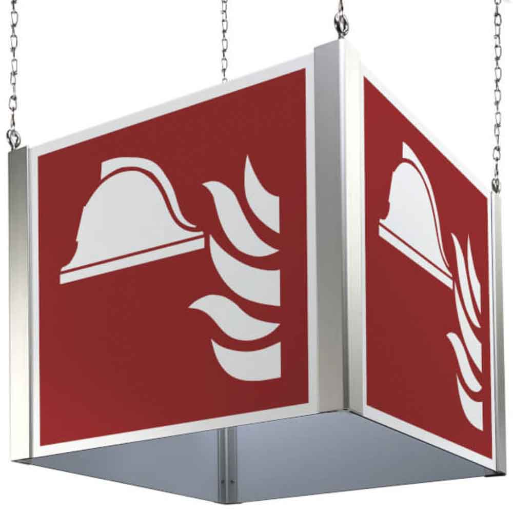 Brandschutzzeichenwürfel - Motiv: Brandbekämpfung ... - zur Deckenabhängung Brandschutzzeichenwürfel - Motiv: Brandbekämpfung ... - zur Deckenabhängung